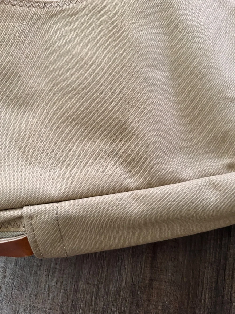 Rust Pond Workshop EUC tan heavy cotton canvas leather soft bag briefcase 17 in